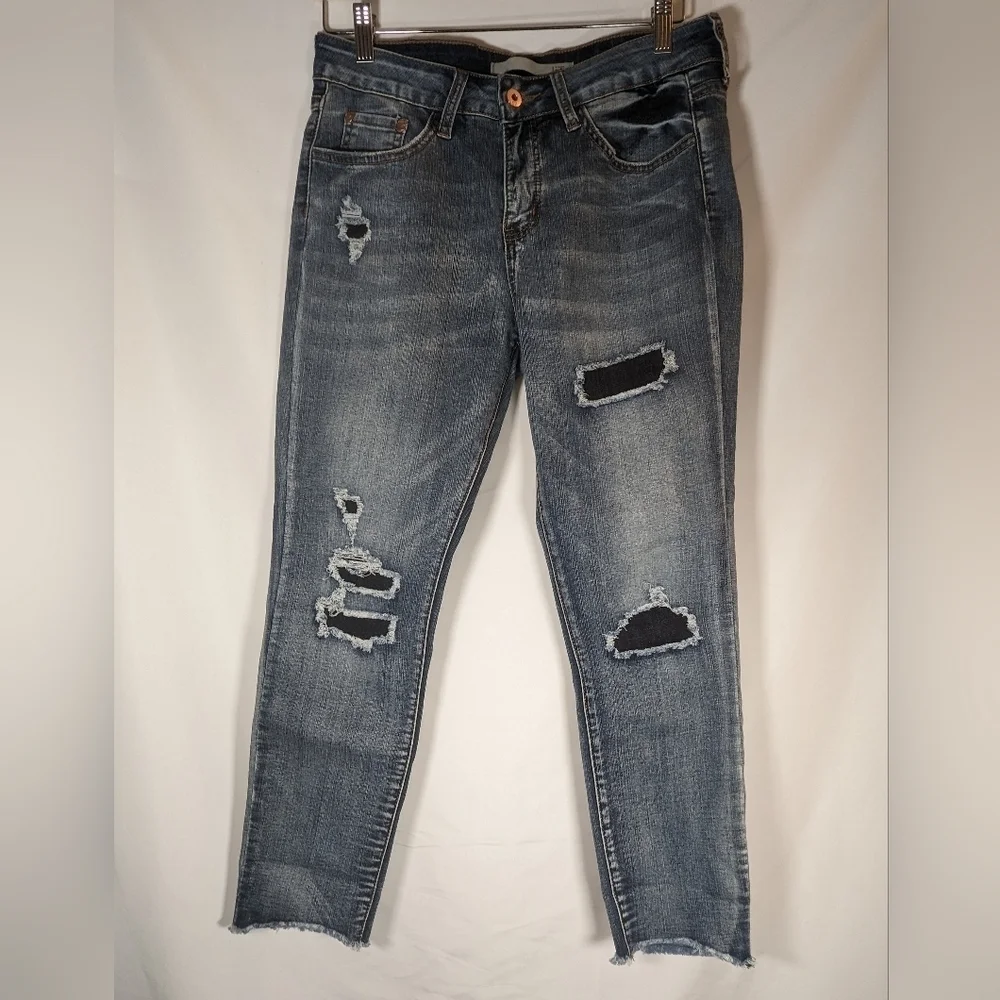 !iT Tiffany Skinny Ankle Distressed Cuffed Jeans Size 6